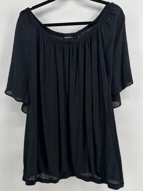 Torrid Summer Black Off-Shoulder Peasant Tunic Top Lightweight Women's Size 4X